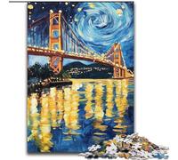 1000 Piece Jigsaw Puzzle for Adults And Teenagers San Francisco Bridge at Night, Fun Activity for Home, Rainy Days Toys, Birthday Gifts 26x38cm