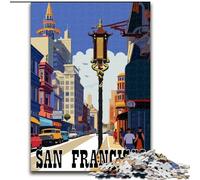 1000 Piece Jigsaw Puzzle for Adults And Teenagers San Francisco Streets(,Staycation Kill Time with Matching Poster And Trivia Sheet 50x75cm