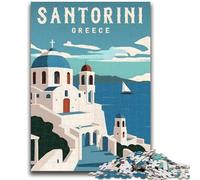 1000 Piece Jigsaw Puzzle for Adults And Teenagers Santorini Greece Travel 1000 Piece Jigsaw,for Educational Game Challenge Toy Deal As Gifts for The Whole Family (50x75cm)