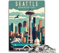 1000 Piece Jigsaw Puzzle for Adults And Teenagers Seattle Washington Travel Puzzles for Teenagers,with Matching Poster And Trivia Sheet for Ages 14+ (26x38cm)