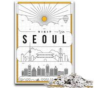 1000 Piece Jigsaw Puzzle for Adults And Teenagers Seoul South Korea Puzzles for Teenagers,with Matching Poster And Trivia Sheet for Ages 14+ (50x75cm)