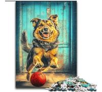 1000 Piece Jigsaw Puzzle for Adults And Teenagers Shepherd Dog Playing with Ball, Educational Toys for Is Ideal As A Gift for The Whole Family for And 14 Years Old (Size 26x38cm)