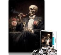 1000 Piece Jigsaw Puzzle for Adults And Teenagers Skeleton in Suit,Stress Reliever Staycation Kill Time Wishlist with Santa Claus (75x50cm)