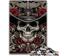 1000 Piece Jigsaw Puzzle for Adults And Teenagers Skull Cowboy Stress Reliever Difficult Challenge Enhance Love between Couples 26x38cm