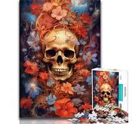 1000 Piece Jigsaw Puzzle for Adults And Teenagers Skulls And Flowers Teenager Jigsaw,Fun Present & Activity for Home,Toy for Rainy Days 38x26cm