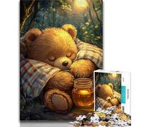 1000 Piece Jigsaw Puzzle for Adults And Teenagers Sleeping Teddy Bear Puzzles for Teenagers,with Matching Poster And Trivia Sheet for Ages 14+ 38x26cm