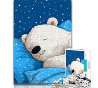 1000 Piece Jigsaw Puzzle for Adults And Teenagers Sleeping White Teddy Bear Puzzles for Teenagers,Quiz Game Wall Decoration Unique Birthday And Xmas Gifts 75x50cm