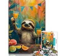 1000 Piece Jigsaw Puzzle for Adults And Teenagers Sloth Drinking A Drink Puzzles for Teenagers,Suitable for Desktop Decoration for And Age 14 (size 38x26cm)