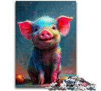 1000 Piece Jigsaw Puzzle for Adults And Teenagers Smiling Cute Piggy Adult Puzzles,Home Decoration Toys for Age 14 Years Up (26x38cm)