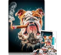 1000 Piece Jigsaw Puzzle for Adults And Teenagers Smoking Bulldog Adult Puzzles,Home Decoration Toys for Age 14 Years Up 26x38cm