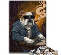 1000 Piece Jigsaw Puzzle for Adults And Teenagers Smoking Bulldog, Suitable for People Aged 14 And Above Educational Games Secret Santa Gifts 50X75CM
