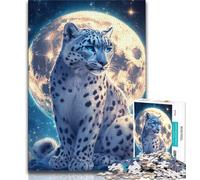 1000 Piece Jigsaw Puzzle for Adults And Teenagers Snow Leopard Under The Moon,Stress Reliever Staycation Kill Time Wishlist with Santa Claus (75x50cm)