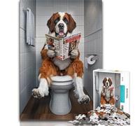 1000 Piece Jigsaw Puzzle for Adults And Teenagers St. Bernard on The Toilet,Charcoal Art Staycation Kill Time for Home Decoration (75x50cm)