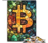 1000 Piece Jigsaw Puzzle for Adults And Teenagers Stained Glass Bitcoin, Educational Games Home Decoration Suitable for Desktop Decoration (Size 50x75cm)