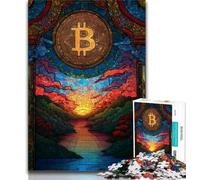 1000 Piece Jigsaw Puzzle for Adults And Teenagers Stained Glass Bitcoin Puzzles,Educational Games DIY Toys Great Gifts And Toys 26x38cm