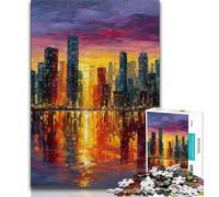 1000 Piece Jigsaw Puzzle for Adults And Teenagers Stained Glass City Puzzles,Educational Games DIY Toys Great Gifts And Toys 26x38cm