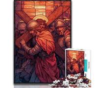 1000 Piece Jigsaw Puzzle for Adults And Teenagers Stained Glass Jesus Puzzles,Educational Games DIY Toys Great Gifts And Toys 26x38cm