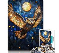 1000 Piece Jigsaw Puzzle for Adults And Teenagers Stained Glass Owl,Educational Games Home Decoration Educational Game for Birthday,Chrismas (75x50cm)