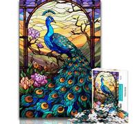 1000 Piece Jigsaw Puzzle for Adults And Teenagers Stained Glass Peacock,Educational Games Home Decoration Educational Game for Birthday,Chrismas (38x26cm)