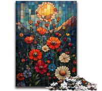 1000 Piece Jigsaw Puzzle for Adults And Teenagers Stained Glass Poppies 1000 Pieces for Teenagers,Quiz Game for Is Ideal As A Gift for The Whole Family (38x26cm)