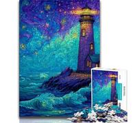 1000 Piece Jigsaw Puzzle for Adults And Teenagers Starry Sky Lighthouse Adult Puzzles,Educational Games Wall Decoration Unique Birthday And Xmas Gifts (size 38x26cm)