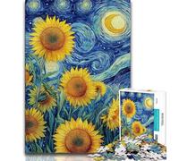 1000 Piece Jigsaw Puzzle for Adults And Teenagers Starry Sky Sunflower,Help The Brain Exercise Addictive Toys to Cultivate Patience Perfect Decoration 38x26cm
