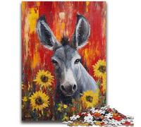 1000 Piece Jigsaw Puzzle for Adults And Teenagers Sunflower Donkey Oil Painting Teenager Jigsaw,Educational Toy Funny Family Games Unique Home Decor (38x26cm)