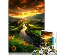 1000 Piece Jigsaw Puzzle for Adults And Teenagers Sunflower Landscape Adult Puzzles,Fun Games Wall Decoration Unique Birthday And Xmas Gifts (size 38x26cm)