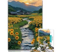 1000 Piece Jigsaw Puzzle for Adults And Teenagers Sunflower Landscape Puzzles for Teenagers,for Educational Game Challenge Toy Birthday Present, Gifts, Wall Art (size 38x26cm)