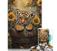 1000 Piece Jigsaw Puzzle for Adults And Teenagers Sunflower Tiger Teenager Jigsaw,Birthday Gift Idea for Adults, Family Game And Hobby 26x38cm