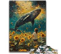 1000 Piece Jigsaw Puzzle for Adults And Teenagers Sunflowers And Whales for And 14 Years And over Impossible Game Christmas Birthday Gift 50x75cm