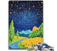 1000 Piece Jigsaw Puzzle for Adults And Teenagers Sunflowers Under The Night Sky for And from 14 Years And over Play Toys Because It Is Ideal As A Gift for The Whole Family 50x75cm