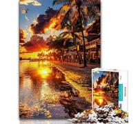 1000 Piece Jigsaw Puzzle for Adults And Teenagers Sunset Beach,Educational Games Home Decoration Educational Game for Birthday,Chrismas (38x26cm)