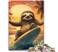 1000 Piece Jigsaw Puzzle for Adults And Teenagers Surfing Sloth Educational Games Home Decoration Educational Game for Birthday, Chrismas 26x38cm