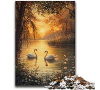 1000 Piece Jigsaw Puzzle for Adults And Teenagers Swan Couple Teenager Jigsaw,with Matching Poster And Trivia Sheet for And Age 14 Years Up (75x50cm)