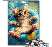 1000 Piece Jigsaw Puzzle for Adults And Teenagers Swimming Cat,Educational Games Home Decoration Suitable for Desktop Decoration 50X75CM
