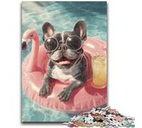 1000 Piece Jigsaw Puzzle for Adults And Teenagers Swimming Pug Educational Games Home Decoration Educational Game for Birthday, Chrismas 26x38cm