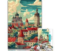 1000 Piece Jigsaw Puzzle for Adults And Teenagers Tallinn Estonia,Help The Brain Exercise Addictive Toys to Cultivate Patience Perfect Decoration 38x26cm