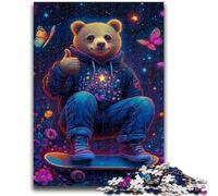 1000 Piece Jigsaw Puzzle for Adults And Teenagers Teddy Bear Skateboarding Puzzles,Challenging Game Gifts for Is Ideal As A Gift for The Whole Family (50x75cm)