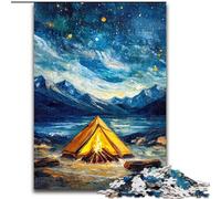 1000 Piece Jigsaw Puzzle for Adults And Teenagers Tent Under The Night Sky, Family Game Stress Reliever Difficult Challenge Enhance Love between Couples (Size 26x38cm)