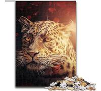 1000 Piece Jigsaw Puzzle for Adults And Teenagers The Leopard with The Rose, Stress Reliever Difficult Challenge Home Decoration Toys (Size50x75cm)