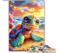 1000 Piece Jigsaw Puzzle for Adults And Teenagers Turtle on The Beach, Brain Teaser For Wall Decoration Unique Birthday And Xmas Gifts for for Age 14 (Size 50x75cm)