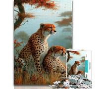 1000 Piece Jigsaw Puzzle for Adults And Teenagers Two Cheetahs Adult Puzzles,Fun Games Wall Decoration Unique Birthday And Xmas Gifts (size 38x26cm)