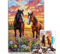 1000 Piece Jigsaw Puzzle for Adults And Teenagers Two Horses 1000 Piece Puzzle,Interesting Stress Reduction Parent-child Interaction (size 75x50cm)