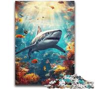 1000 Piece Jigsaw Puzzle for Adults And Teenagers Undersea Shark 1000 Pieces for Teenagers,Quiz Game for Is Ideal As A Gift for The Whole Family (75x50cm)
