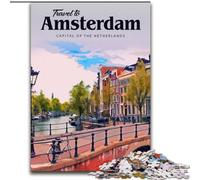 1000 Piece Jigsaw Puzzle for Adults And Teenagers Visit Amsterdam,Help The Brain Exercise Addictive Toys to Cultivate Patience Perfect Decoration 50x75cm