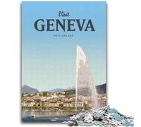 1000 Piece Jigsaw Puzzle for Adults And Teenagers Visit Geneva Puzzles for Teenagers,with Matching Poster And Trivia Sheet for Ages 14+ (26x38cm)