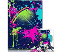 1000 Piece Jigsaw Puzzle for Adults And Teenagers Watercolor Basketball,Decompressing Intellectual Educational Toy Birthday Gift 38x26cm