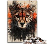 1000 Piece Jigsaw Puzzle for Adults And Teenagers Watercolor Cheetah Adult Puzzles,Quiz Game Wall Decoration Unique Birthday And Xmas Gifts (75x50cm)
