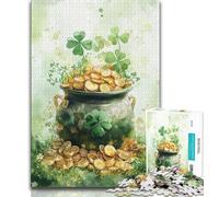 1000 Piece Jigsaw Puzzle for Adults And Teenagers Watercolor Four-leaf Clover Adult Jigsaw,Wishlist with Santa Claus for And Age 14 (size 75x50cm)